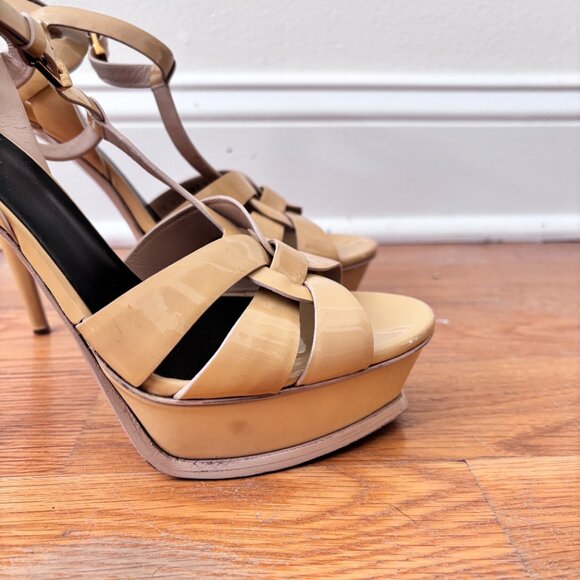 YSL Tribute Platform Patent Leather Sandals - Picture 3 of 10